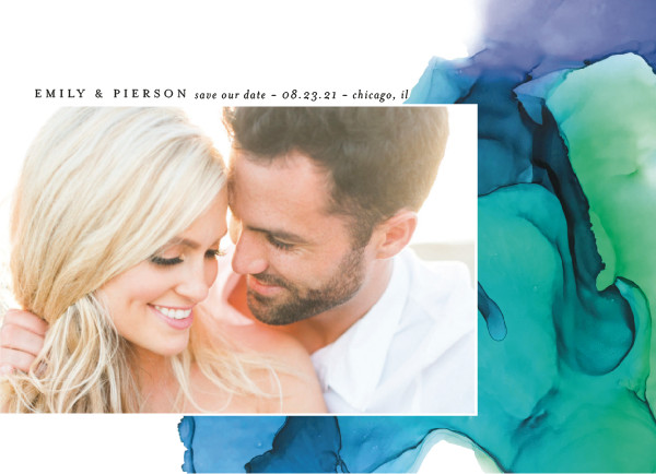 'Dreamy Watercolors (Teal)' Watercolor Save the Dates