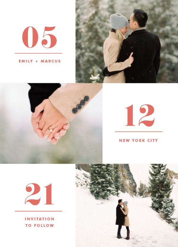 'Love Series (Coral)' Wedding Save the Date