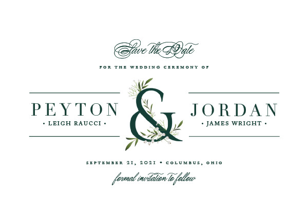 'Adorned Ampersand (Garden Green)' Save the Date Card