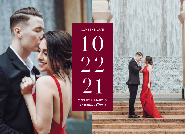 'Contemporary Date (Burgundy)' Save the Date