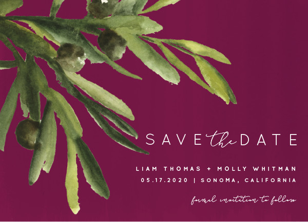 'Olive Bough (Merlot)' Save-the-Date
