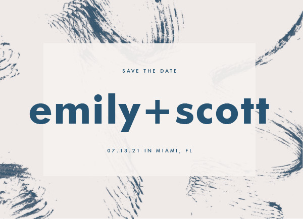 'Brush Strokes (Navy)' Save the Date Card
