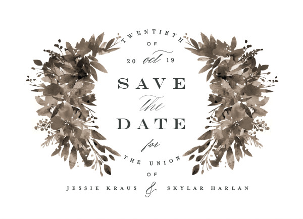 'Painted Laurel (Charcoal)' Save the Date