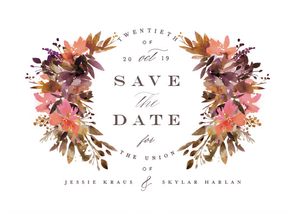 'Painted Laurel (Burnt Rose)' Save-the-Date