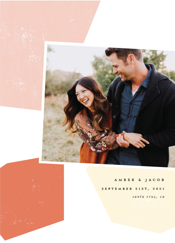 'Modern Shapes (Coral)' Wedding Save the Date