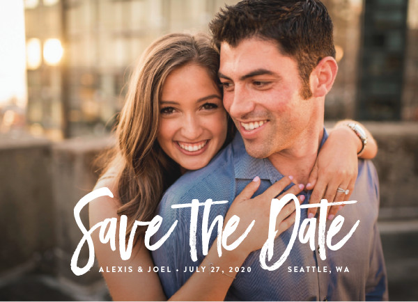 'Brushed Lettering (Linen)' Save the Dates