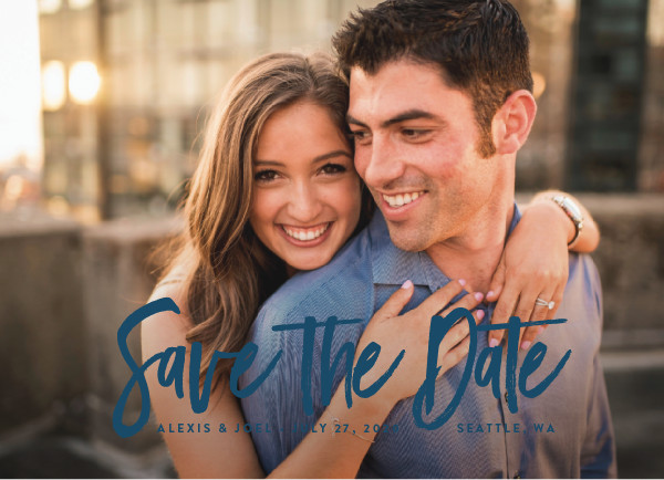 'Brushed Lettering (Navy)' Wedding Save the Date