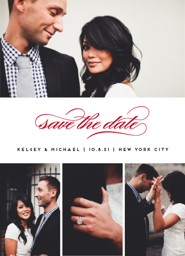 'Centered Script (Cherry)' Save the Dates