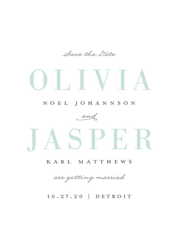 'Over The Moon (Seafoam)' Blue Save the Dates
