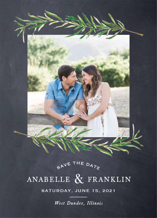 'Simple Sprigs (Chalkboard)' Save the Dates