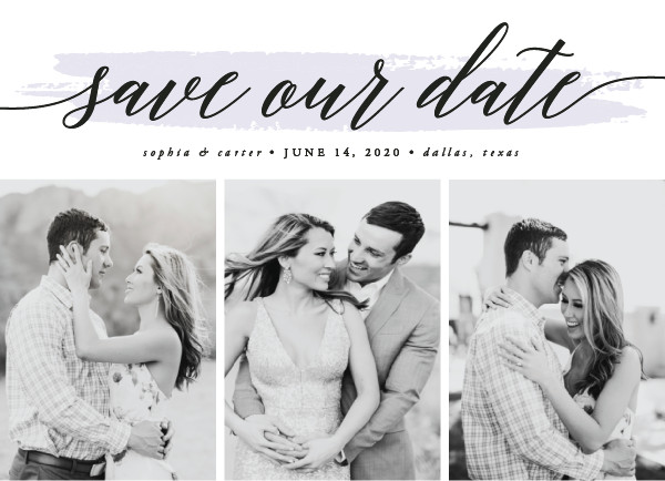 'Brushwork (Lilac)' Save the Date Card
