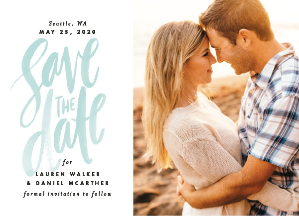 'Watercolor Lettering (Sky)' Save-the-Date