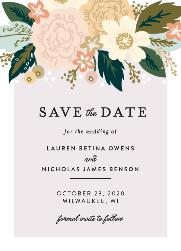 'Classic Floral (Spring Blush)' Save the Date Card