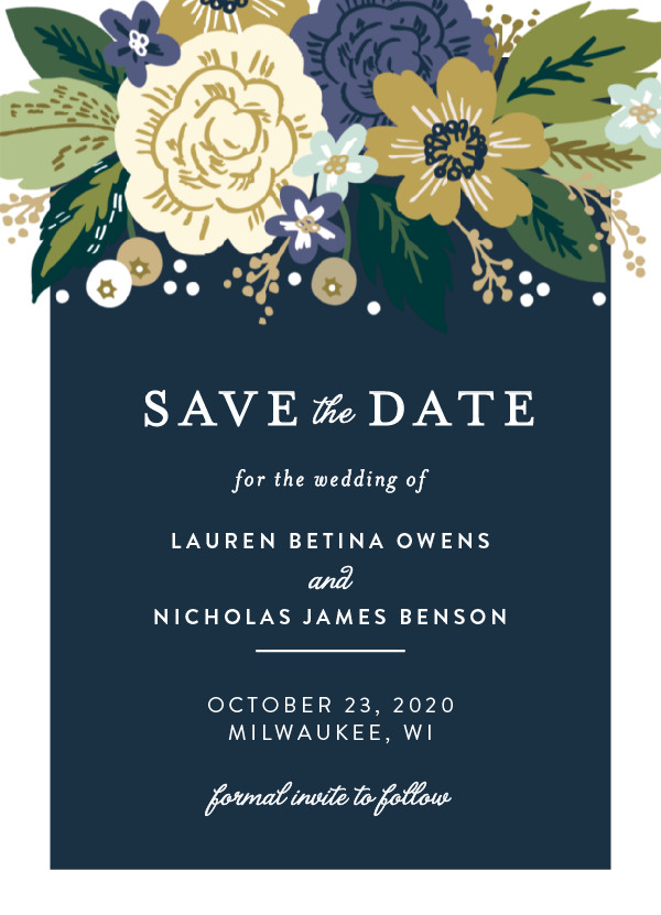'Classic Floral (Navy)' Save-the-Dates