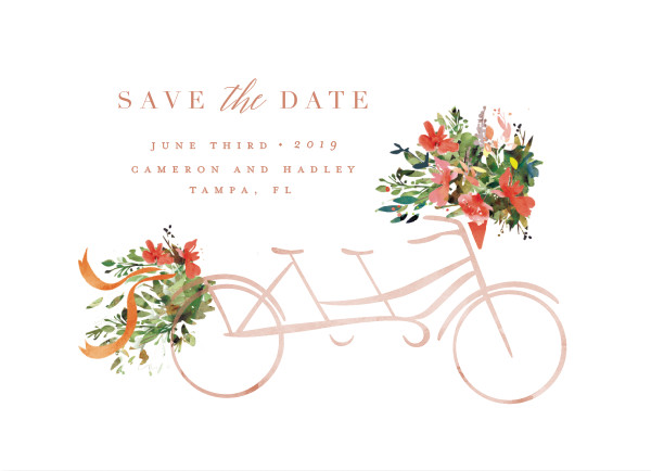 'Bicycle For Two (Persimmon)' Save-the-Date