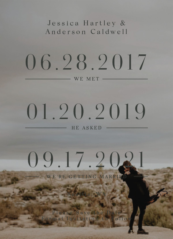 'Timing (Charcoal)' Save-the-Dates