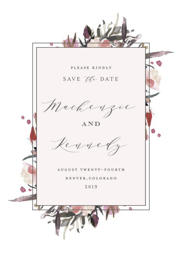 'Moody Blooms (Fall Blooms)' Watercolor Save the Dates