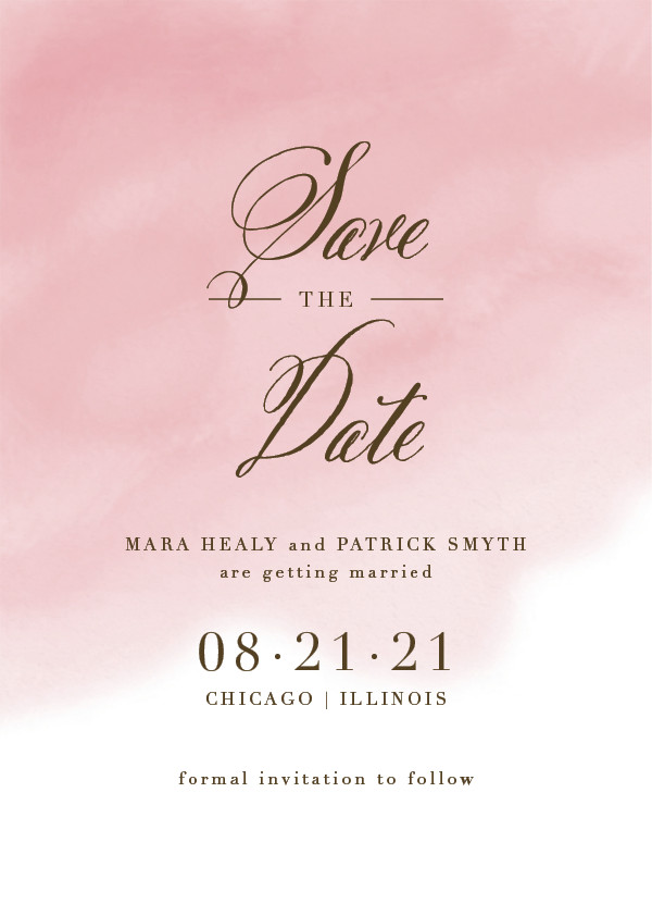 'Watercolor Wash (Blush)' Save-the-Date