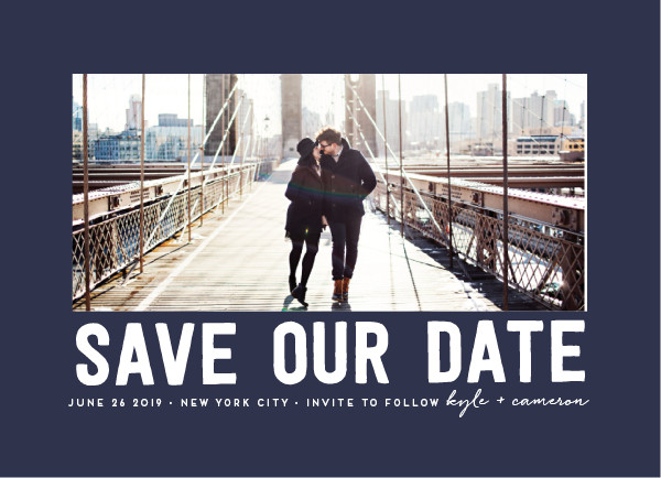 'Bold Message (Classic Navy)' Save-the-Dates