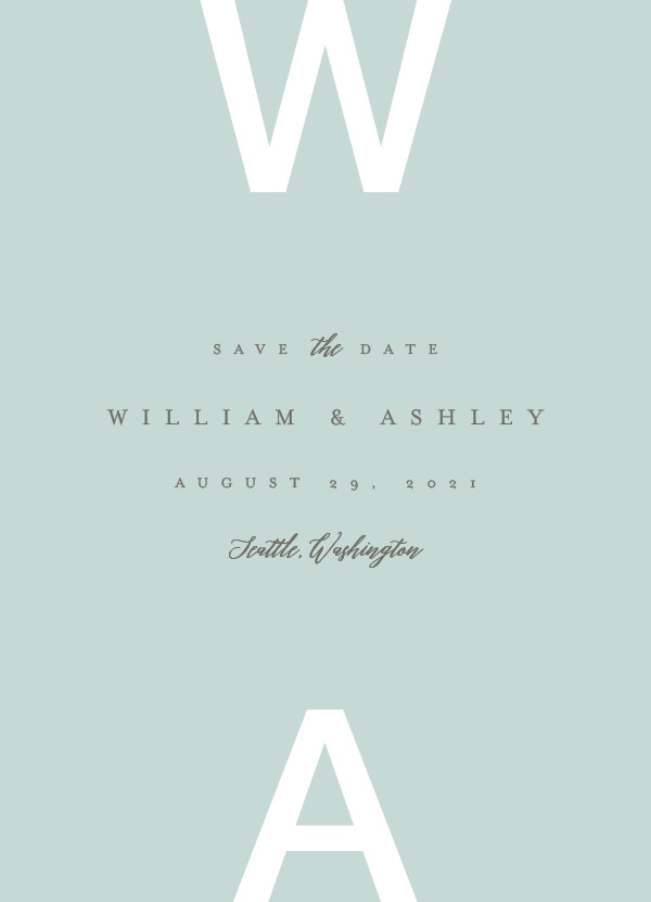 'Initially Bold (Sky)' Wedding Save the Date