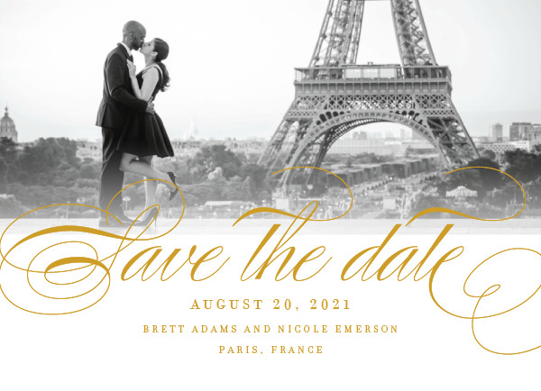 'Clean Script (Mustard)' Gold Save the Dates