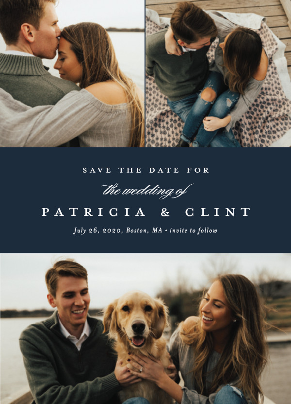 'Classic Trio (Blue Jay)' Save the Date Card
