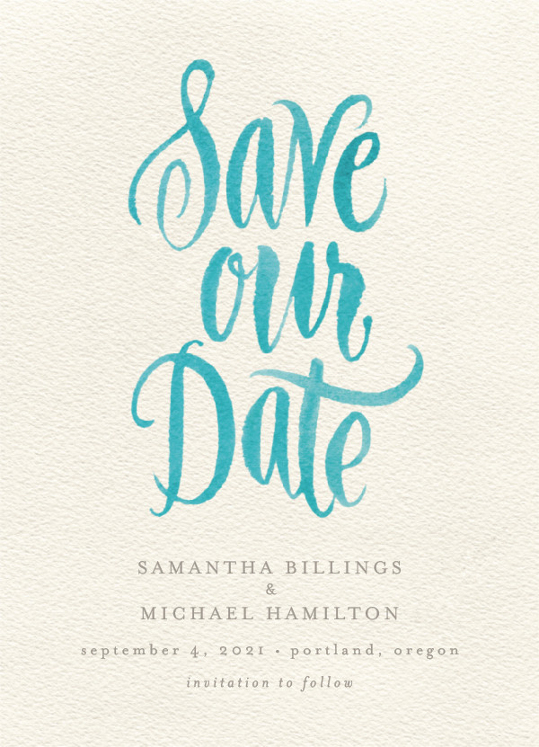 'Painted Simplicity (Turquoise)' Save-the-Date