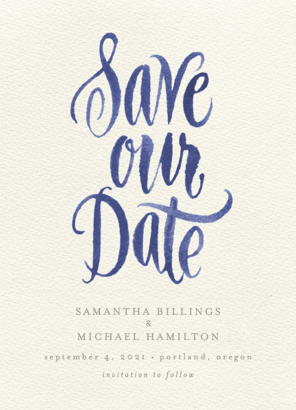 'Painted Simplicity (Blueberry)' Save the Date Card
