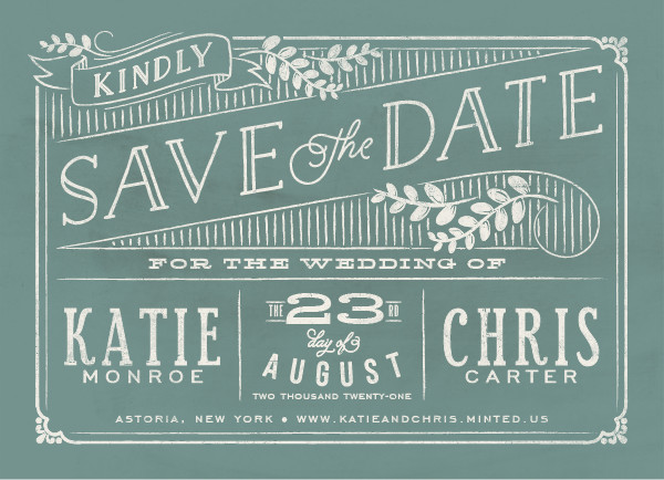 'Slated Forever (Jade)' Save the Date Card