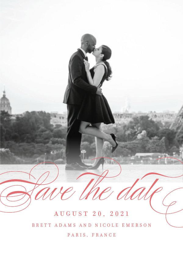 'Clean Script (Coral)' Wedding Save the Date