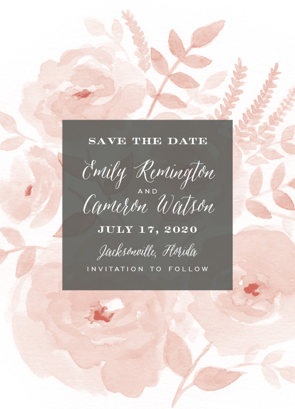 'Watercolor Floral (Rose)' Save the Date