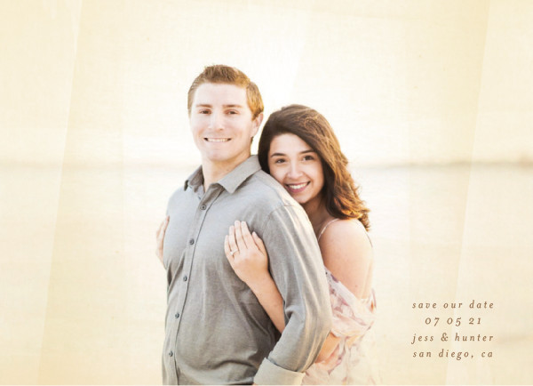'Watercolor Wash (Butter)' Gold Save the Dates