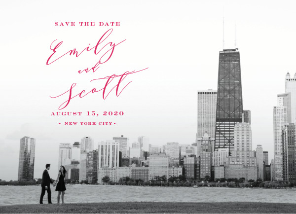 'Classic Save The Date (Magenta)' Wedding Save the Date